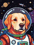Pixel-art portrait of a golden retriever · space ace